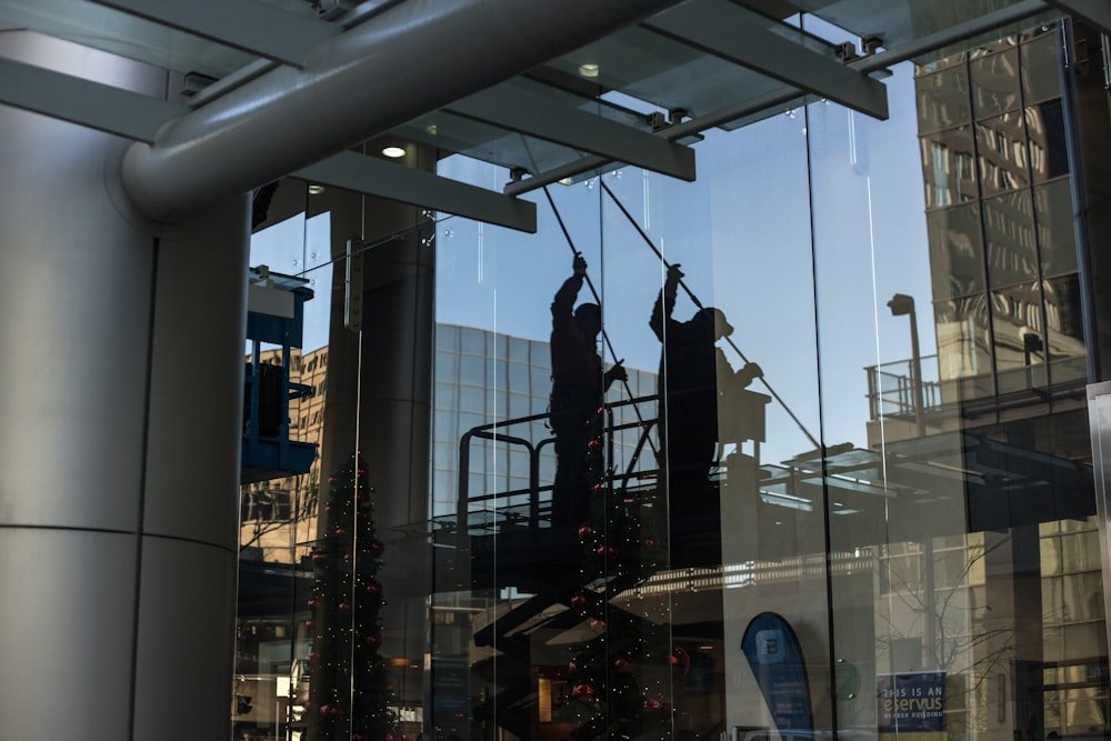 Access equipment used for high-level commercial cleaning work